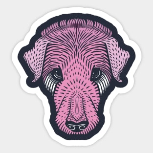 Vintage dog head-pink Sticker